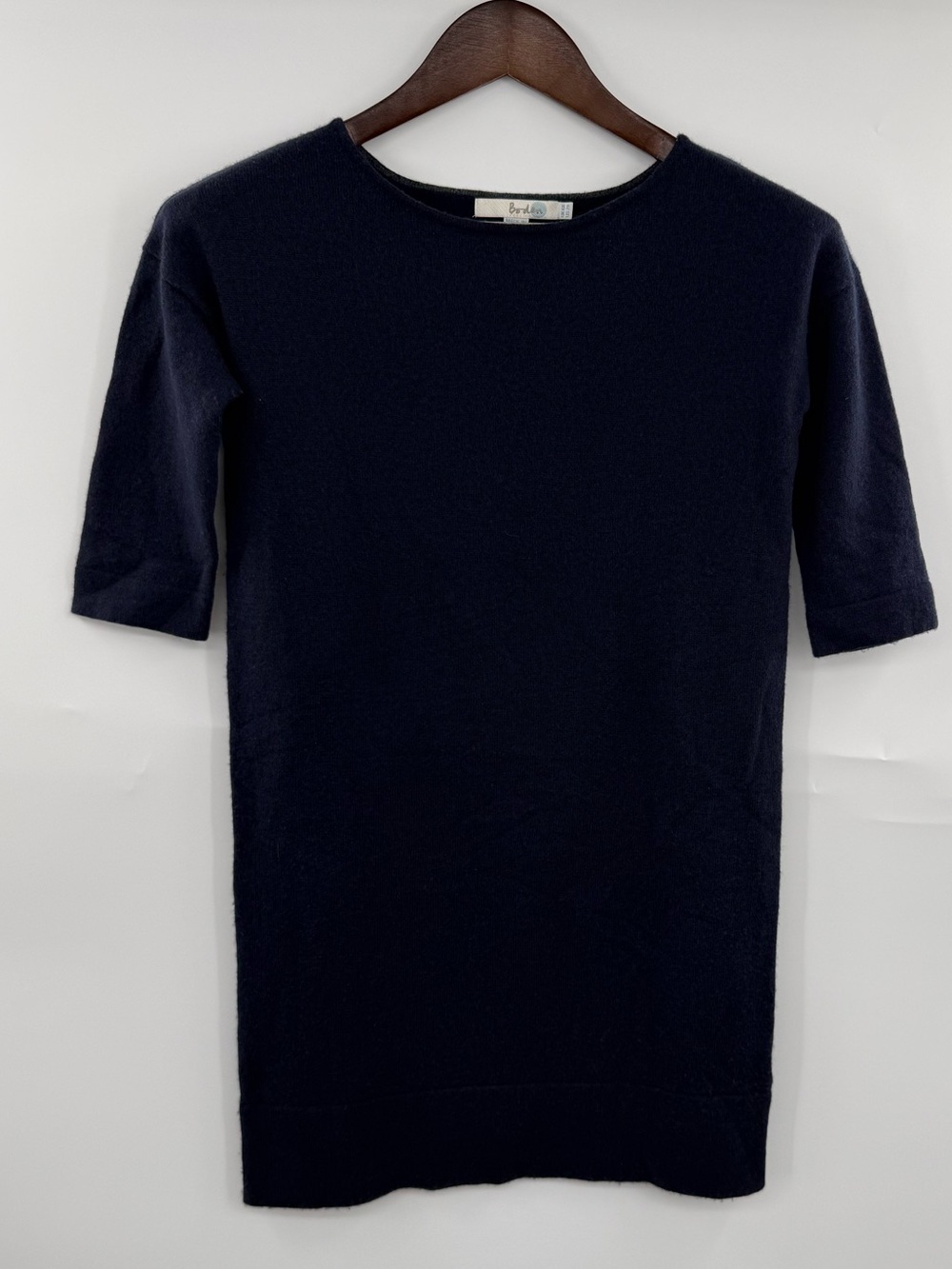 Boden Womens 2R Navy Blue Merino Wool Cashmere Sweater Dress Tunic 3/4 Sleeve